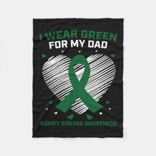 Hart Ik Draag groen voor mijn vader nierziekte bew Fleece Deken