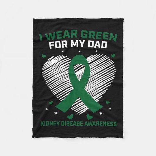 Hart Ik Draag groen voor mijn vader nierziekte bew Fleece Deken (Voorkant)