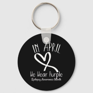 Hart In April Draag we Paarse epilepsie bewustzijn Sleutelhanger