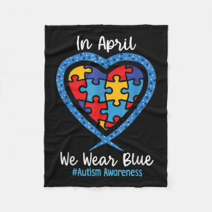Hart In April We Draag Blauwe Liefde Hoop Geloof Fleece Deken