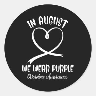 Hart in augustus We Draag Paarse overdosis bewustw Ronde Sticker