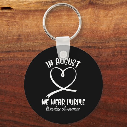 Hart in augustus We Draag Paarse Overdosis Bewustz Sleutelhanger (Voorkant)