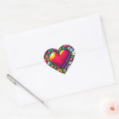 Hart in Bloemen Pixel Art Hart Sticker (Envelop)