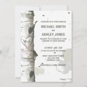 Hart in de boom met Initialen-weddenschappen Kaart (Voorkant)