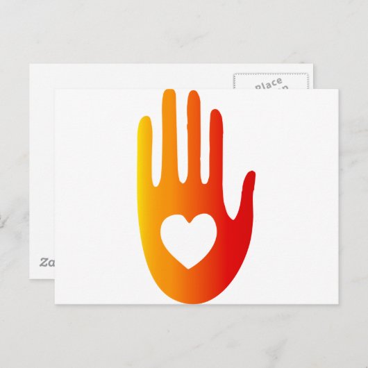 Hart in de hand briefkaart (Voorkant / Achterkant)