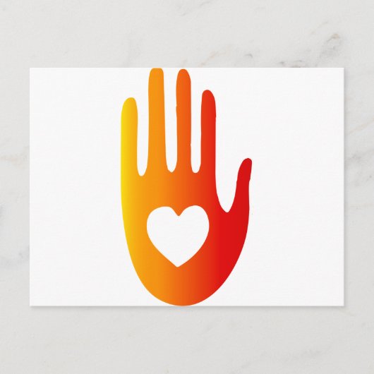 Hart in de hand briefkaart (Voorkant)