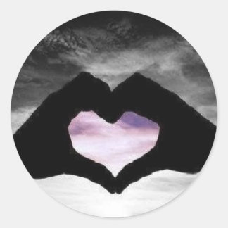 hart in de hand ronde sticker