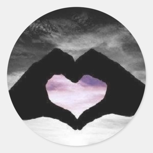 hart in de hand ronde sticker (Voorkant)