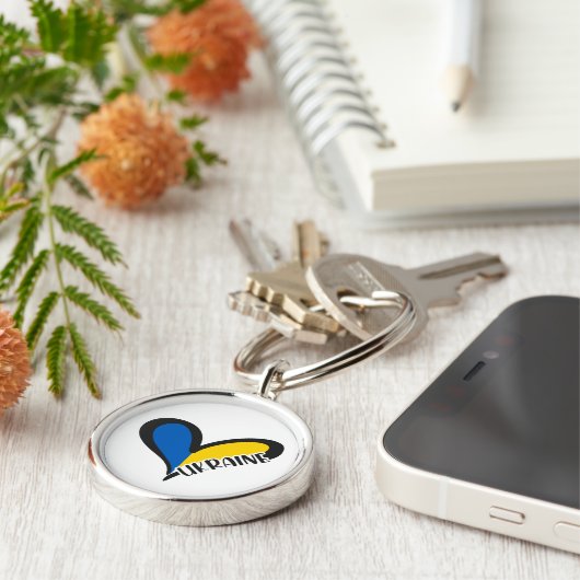 Hart in de kleuren van de Oekraïense vlag. Oekraïn Sleutelhanger (Zijkant)