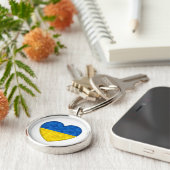 Hart in de kleuren van de Oekraïense vlag. Oekraïn Sleutelhanger (Zijkant)