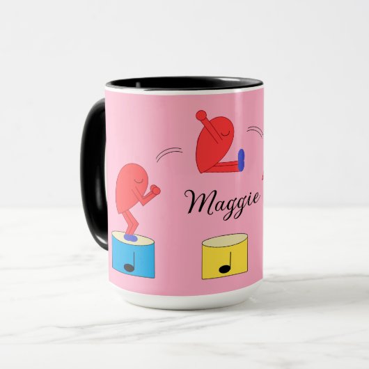 Hart in de liefde met springen: Roos-gekleurd Mok (Voorkant links)