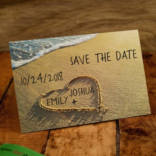 Hart in de Sand Beach Shore Aankondigingskaart