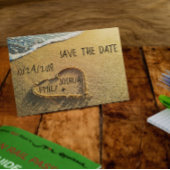 Hart in de Sand Beach Shore Aankondigingskaart