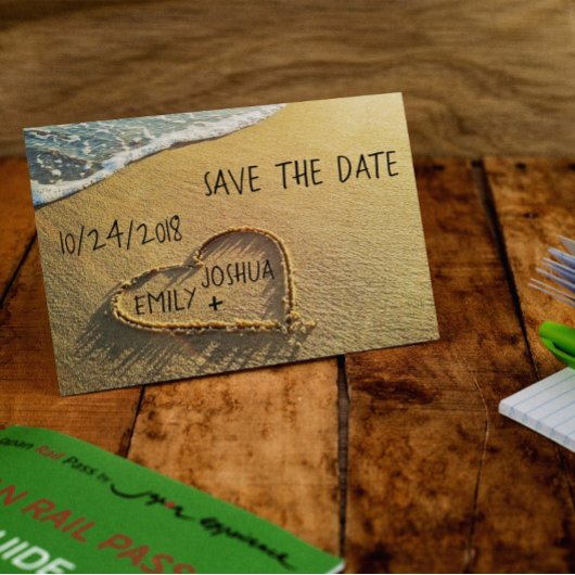 Hart in de Sand Beach Shore Aankondigingskaart