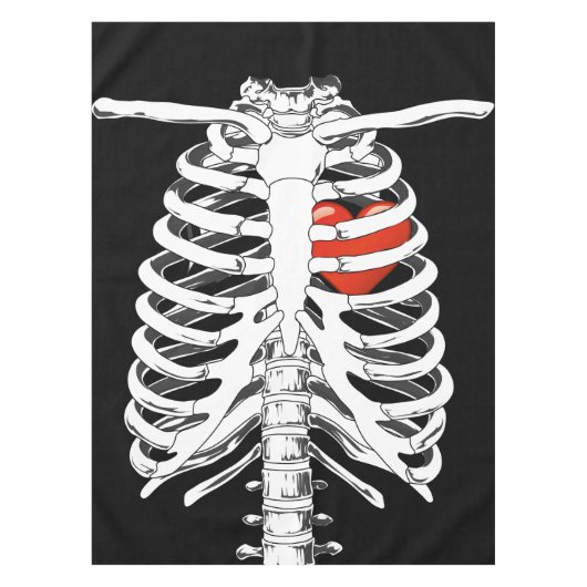 Hart in de skeletkooi Halloween Tablecloth Tafelkleed (Voorkant)