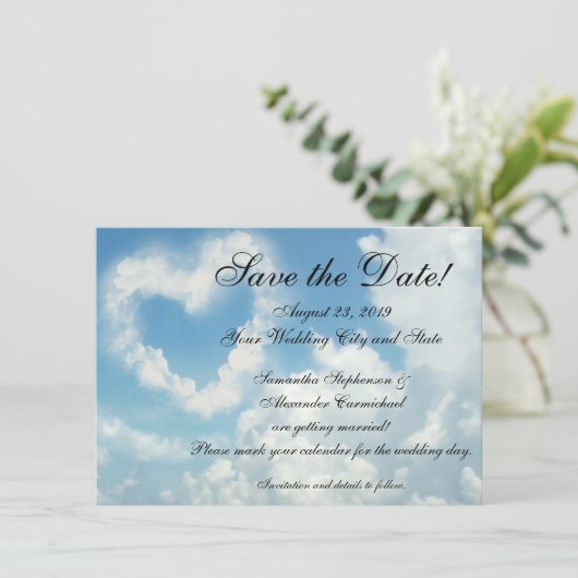 Hart in de wolken Bewaar de datum Save The Date (Staand voorkant)