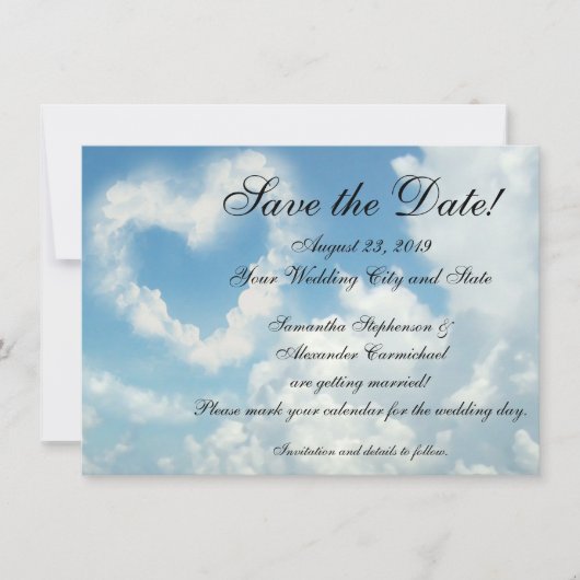 Hart in de wolken Bewaar de datum Save The Date (Voorkant)