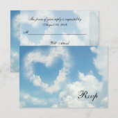 Hart in de Wolken, Blauwe Lucht Romantische Liefde RSVP Kaartje (Voorkant / Achterkant)