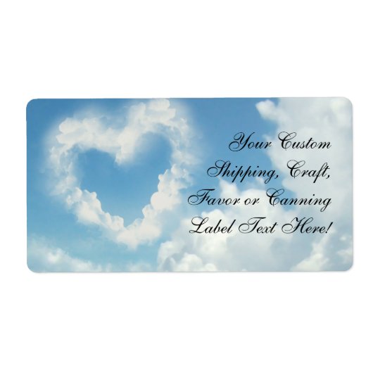 Hart in de wolken, Blue Sky Romantic Love Etiket (Voorkant)