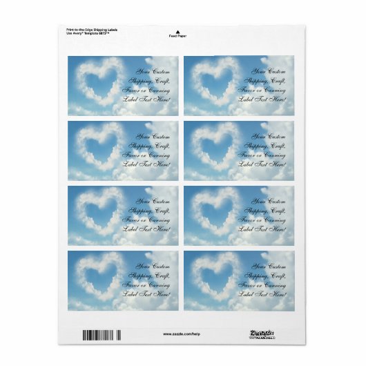Hart in de wolken, Blue Sky Romantic Love Etiket (Full Sheet)