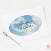 Hart in de wolken, Blue Sky Romantic Love Ovale Sticker (Envelop)