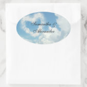 Hart in de wolken, Blue Sky Romantic Love Ovale Sticker (Tas)
