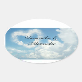 Hart in de wolken, Blue Sky Romantic Love Ovale Sticker