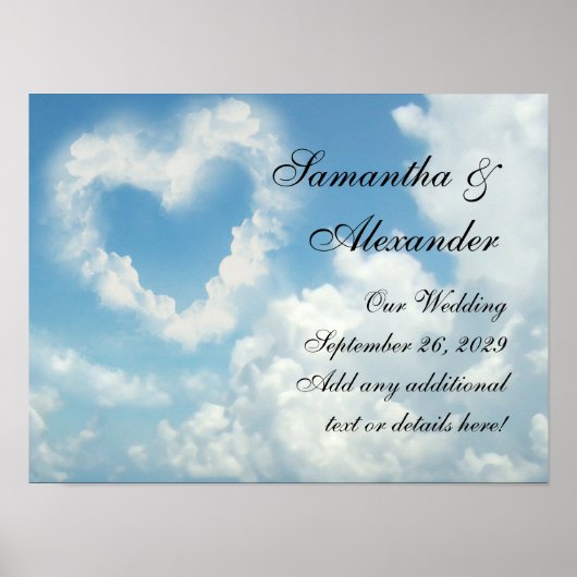 Hart in de wolken, Blue Sky Romantic Love Poster (Voorkant)