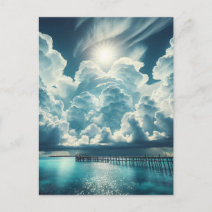 Hart in de wolken boven de oceaanpier briefkaart