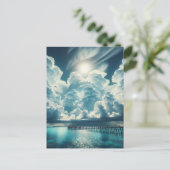Hart in de wolken boven de oceaanpier briefkaart (Staand voorkant)