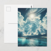 Hart in de wolken boven de oceaanpier briefkaart (Voorkant / Achterkant)
