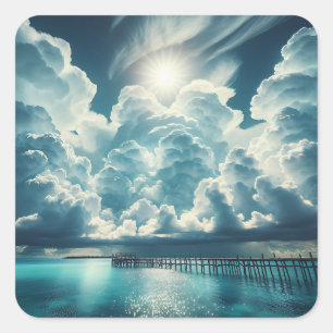 Hart in de Wolken boven de Ocean Peir Vierkante Sticker