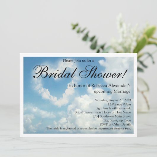 Hart in de wolken, bruids douche uitnodigingen (Staand voorkant)