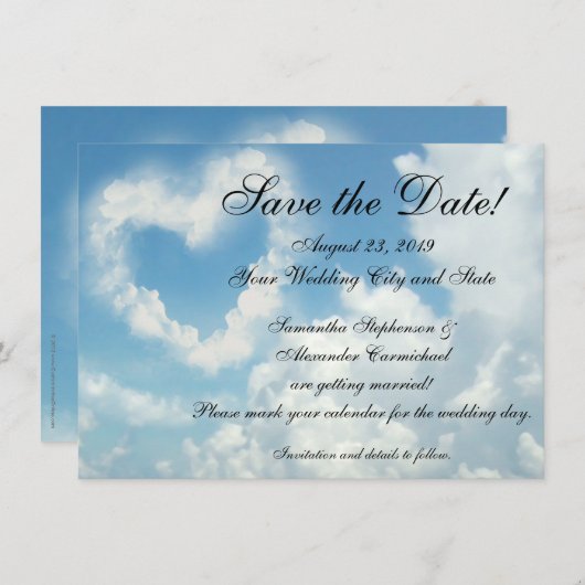 Hart in de Wolken Save the Date (Voorkant / Achterkant)