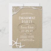Hart in de zand Beach Wedding Engagement Party Kaart (Voorkant)