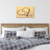 Hart in de zand Canvas Art Print (Insitu (Slaapkamer))