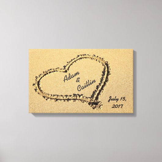Hart in de zand Canvas Art Print (Voorkant)