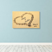 Hart in de zand Canvas Art Print (Insitu (Houten vloer))