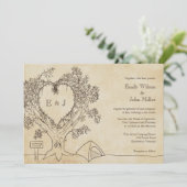 Hart in een Boom Camping Wedding Invitations Kaart (Staand voorkant)