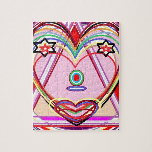 Hart in een driehoek - Liefde, kus, sterren Legpuzzel (Verticaal)