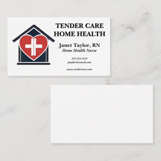Hart in een huis Thuiszorg Thuiszorg Visitekaartje (Voorkant / Achterkant)