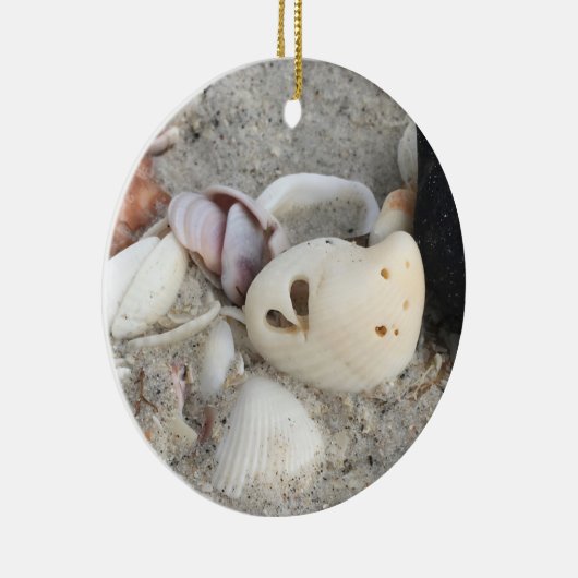 Hart in een Shell Gepersonaliseerd sierlijk Keramisch Ornament (Rechts)
