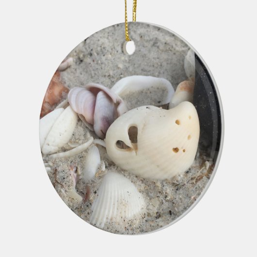Hart in een Shell Gepersonaliseerd sierlijk Keramisch Ornament (Links)