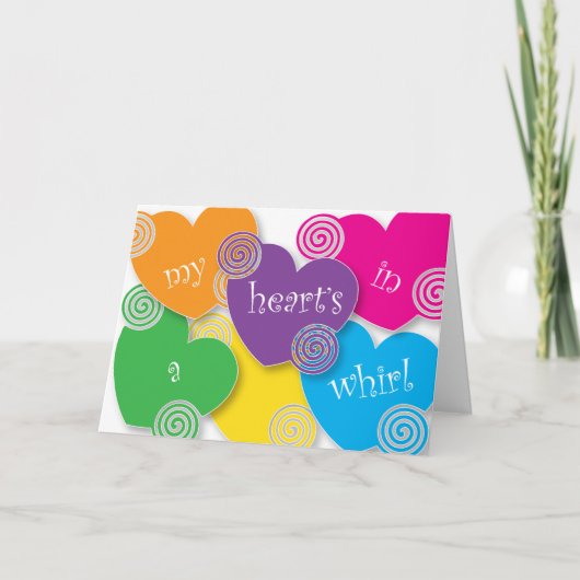 Hart in een wervelende Valentijn Feestdagen Kaart (Voorkant)