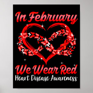 Hart In Februari dragen we Rode Hartziekte bewustz Poster