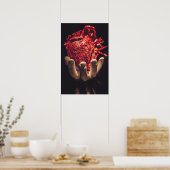 Hart in Hand Print, Poster papier (mat)lijst opt (Keuken)