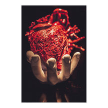 Hart in Hand Print, Poster papier (mat)lijst opt