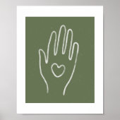 Hart in Hand Stoffige Groene Kunst Print (Voorkant)