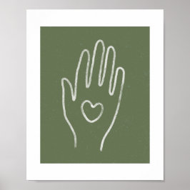 Hart in Hand Stoffige Groene Kunst Print