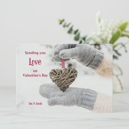 Hart in Hand Valentijnsdag Kaart (Staand voorkant)